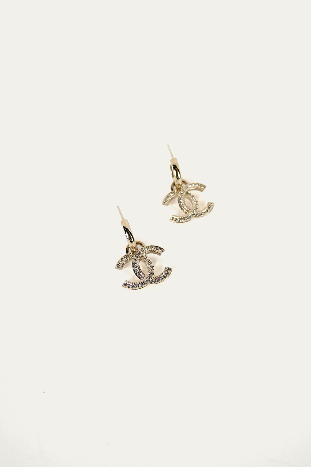 Chanel CC Crystal Hoop Earrings A22 B