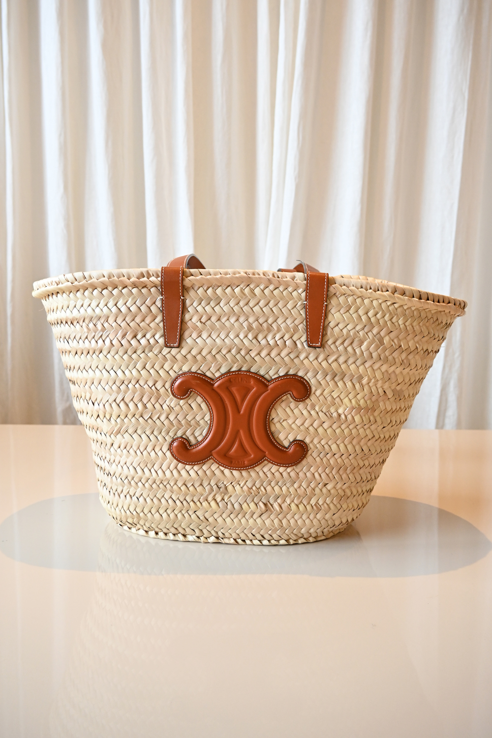 Celine classic panier basket medium | palm leaves