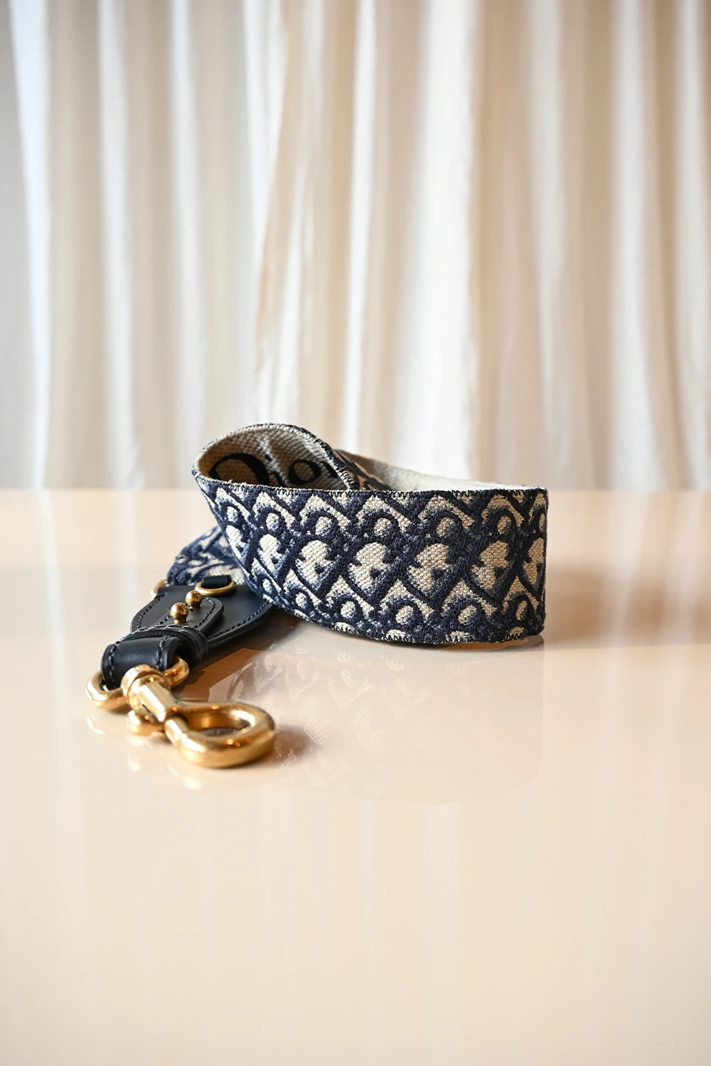 Dior Guitar Strap | Blue Embroidery