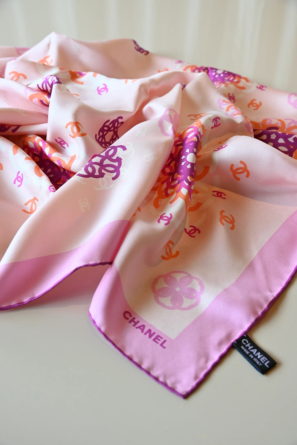 Chanel CC logo Silk Scarf | pink 12 A