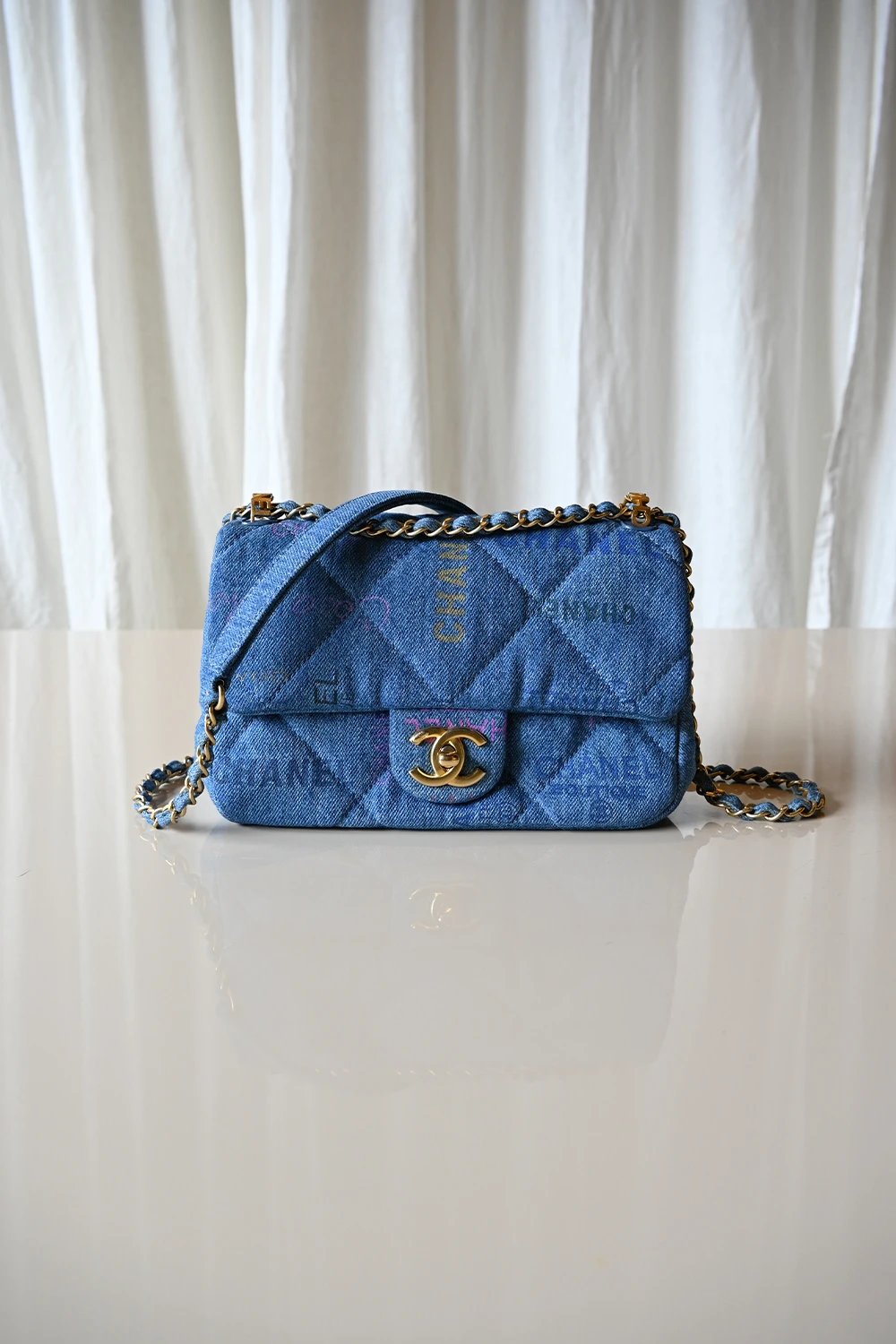 Chanel Mood Small flap bag | blue denim