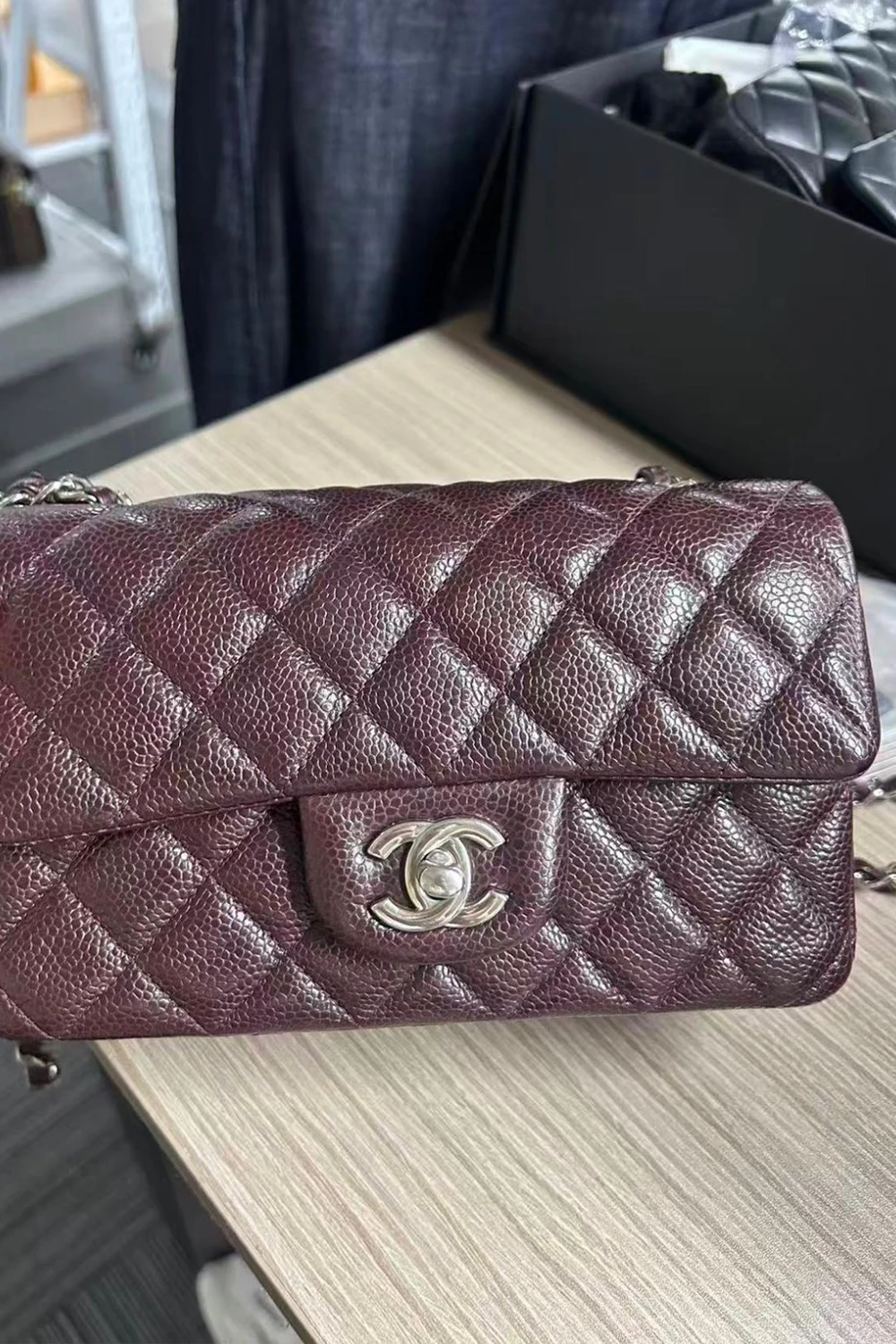 Chanel mini rectangular flap bag | burgundy