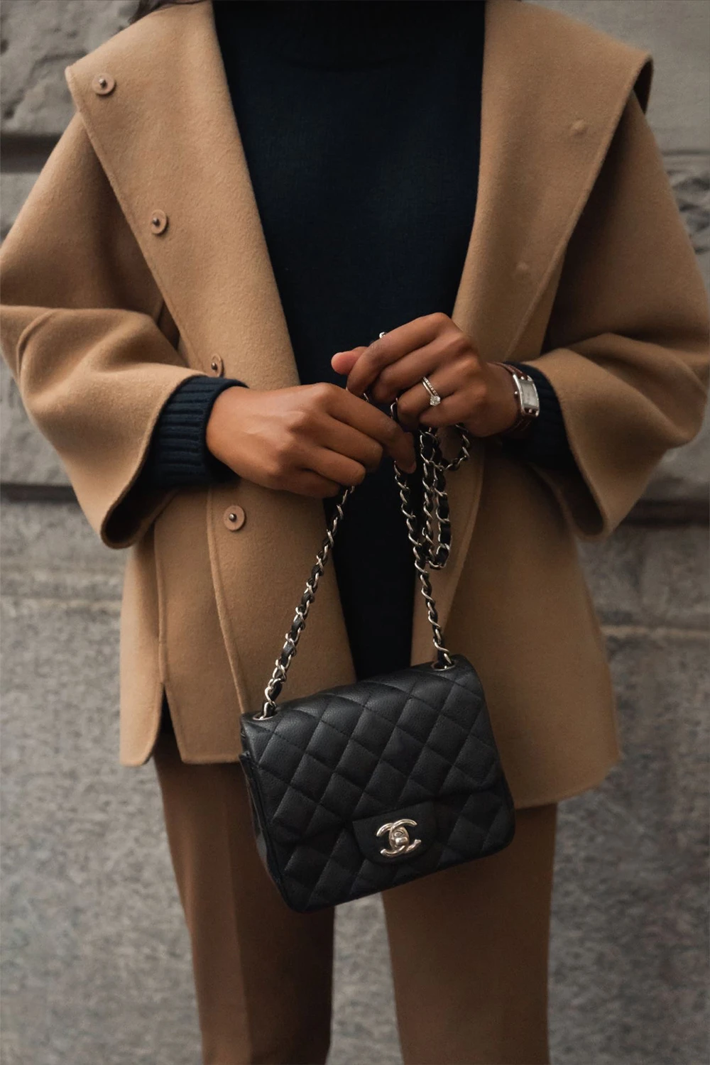 Chanel mini square flap bag | black